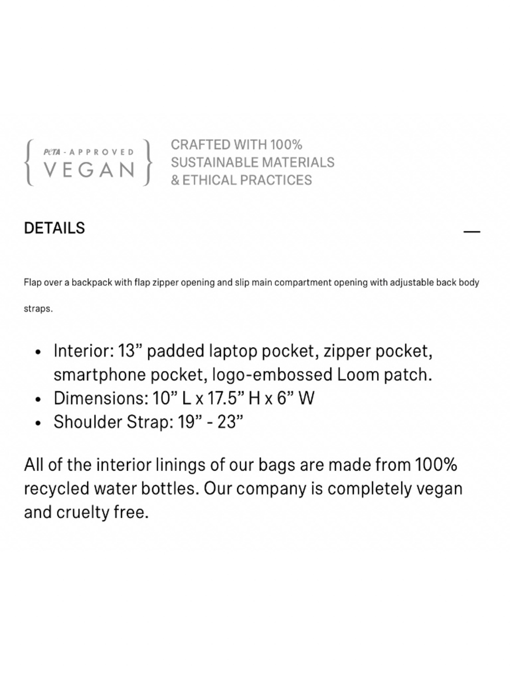 Matt & Nat Vegan Leather Backpack - in Black - Picture 6 of 6